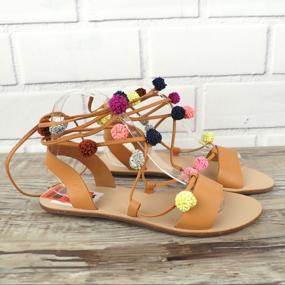 NWT Loeffler Randall 8.5 Saskia Flat Pompom Sandal - Picture 5 of 8